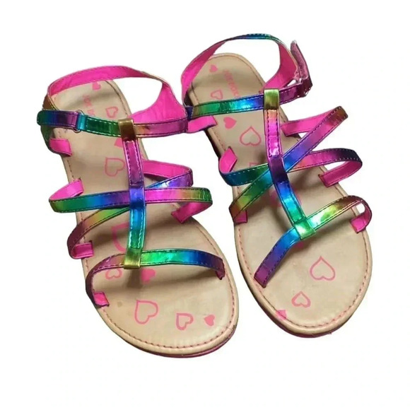 Joe Boxer Girls Sandals Size 4 Multicolor Heart Design Summer Shoes - Picture 1 of 4